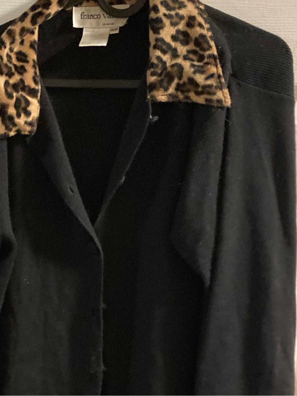 Franco Valeri Black Top with Leopard Accent